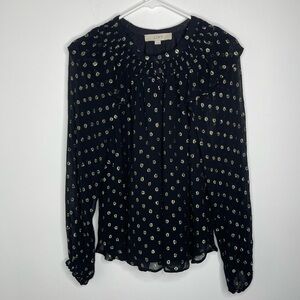 LOFT Dark Blouse with Metallic Accents size Small